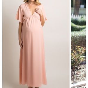 Pinkblush Maternity VNeck chiffon maxi light pink